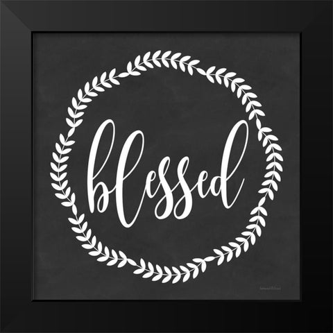 Blessed Black Modern Wood Framed Art Print by lettered And lined