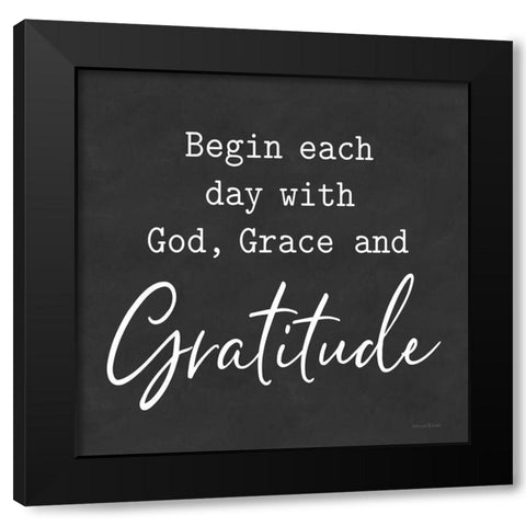 God, Grace and Gratitude Black Modern Wood Framed Art Print by lettered And lined
