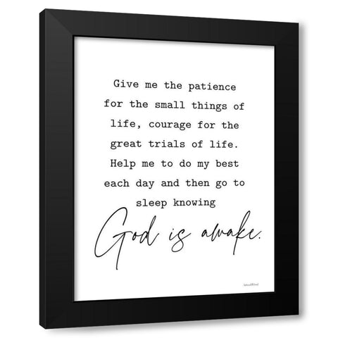 God is Awake Black Modern Wood Framed Art Print with Double Matting by lettered And lined