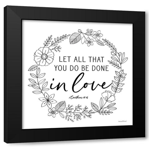 Done in Love Black Modern Wood Framed Art Print with Double Matting by lettered And lined