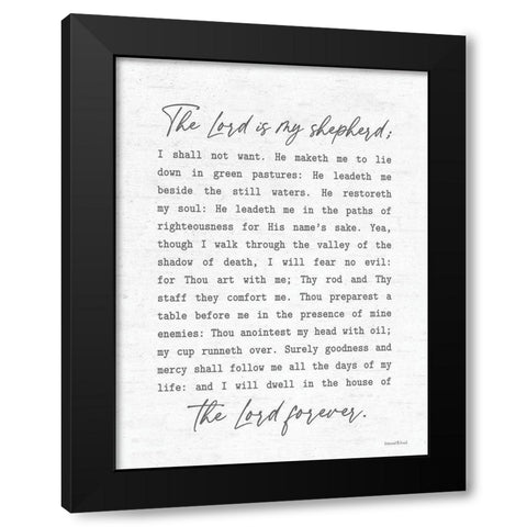 The Lord is My Shepherd Black Modern Wood Framed Art Print by lettered And lined