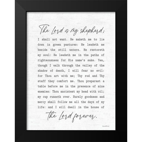 The Lord is My Shepherd Black Modern Wood Framed Art Print by lettered And lined