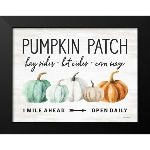 Pumpkin Patch Black Modern Wood Framed Art Print by lettered And lined