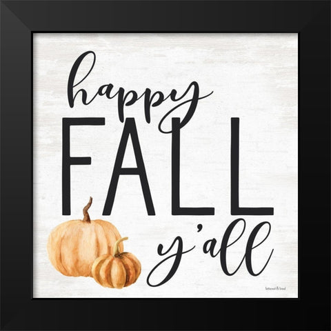 Happy Fall Yall Black Modern Wood Framed Art Print by Lettered and Lined
