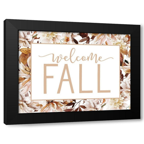 Welcome Fall Black Modern Wood Framed Art Print by Lettered and Lined
