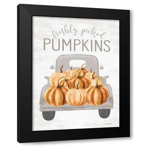Freshly Picked Pumpkins Black Modern Wood Framed Art Print with Double Matting by Lettered and Lined