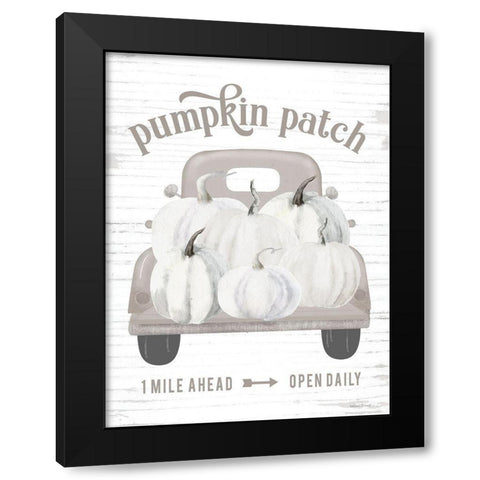 Pumpkin Patch Truck Black Modern Wood Framed Art Print by lettered And lined