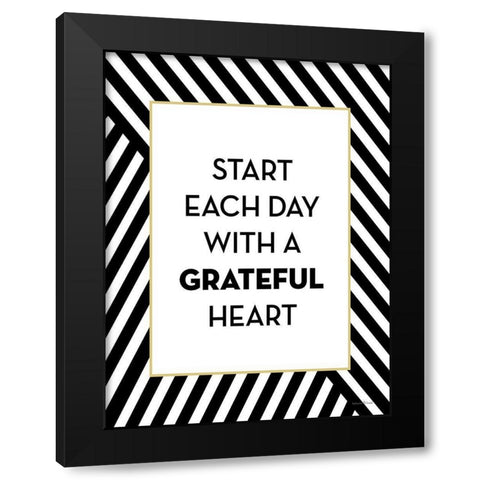 Start Each Day Black Modern Wood Framed Art Print by Lettered and Lined