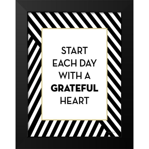 Start Each Day Black Modern Wood Framed Art Print by Lettered and Lined