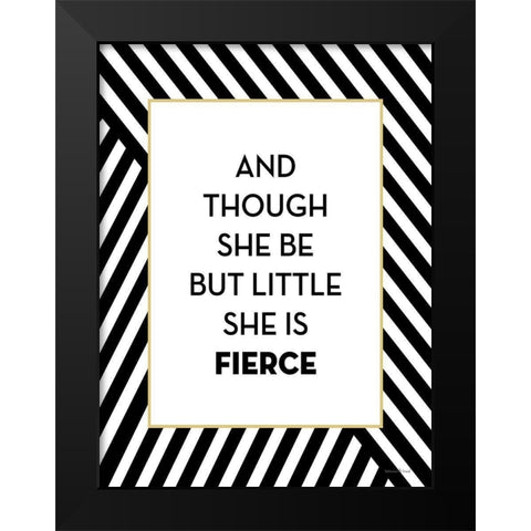 She is Fierce Black Modern Wood Framed Art Print by Lettered and Lined
