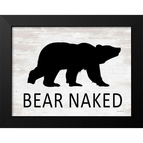 Bear Naked Black Modern Wood Framed Art Print by lettered And lined
