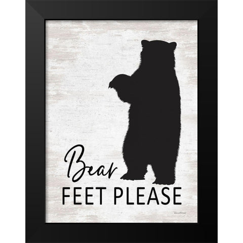 Bear Feet Please Black Modern Wood Framed Art Print by lettered And lined