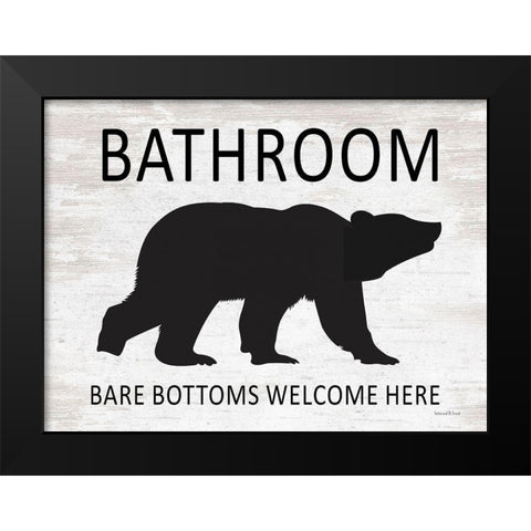 Bare Bottoms Welcome Here Black Modern Wood Framed Art Print by lettered And lined