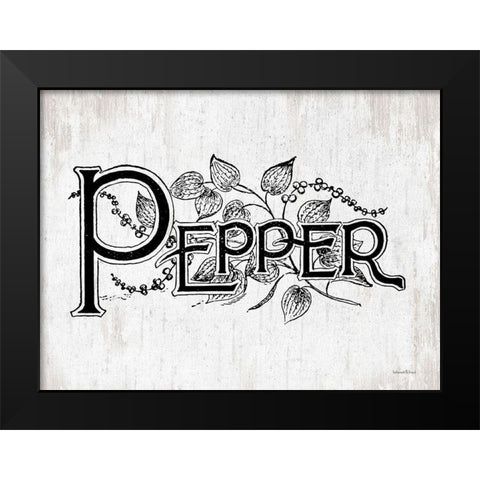 Pepper Black Modern Wood Framed Art Print by lettered And lined