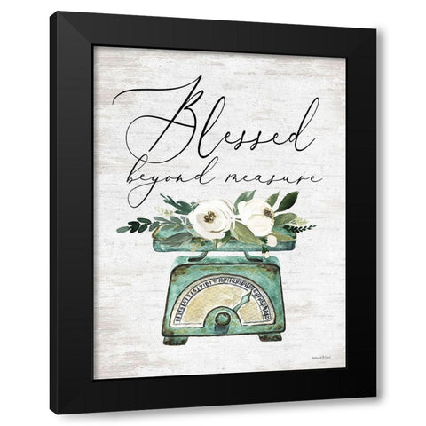 Blessed Beyond Measure Black Modern Wood Framed Art Print by lettered And lined