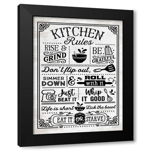 Kitchen Rules Black Modern Wood Framed Art Print with Double Matting by lettered And lined