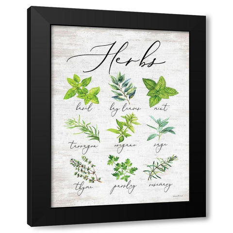 Herbs Black Modern Wood Framed Art Print by lettered And lined