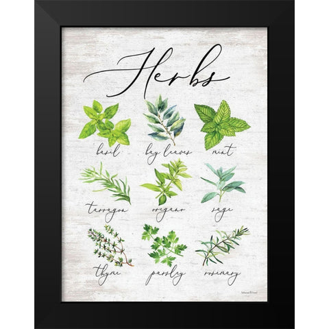 Herbs Black Modern Wood Framed Art Print by lettered And lined