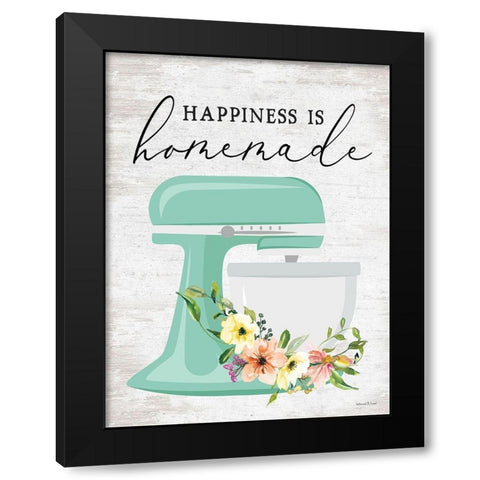Happiness is Homemade Black Modern Wood Framed Art Print by lettered And lined
