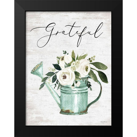 Grateful Black Modern Wood Framed Art Print by lettered And lined