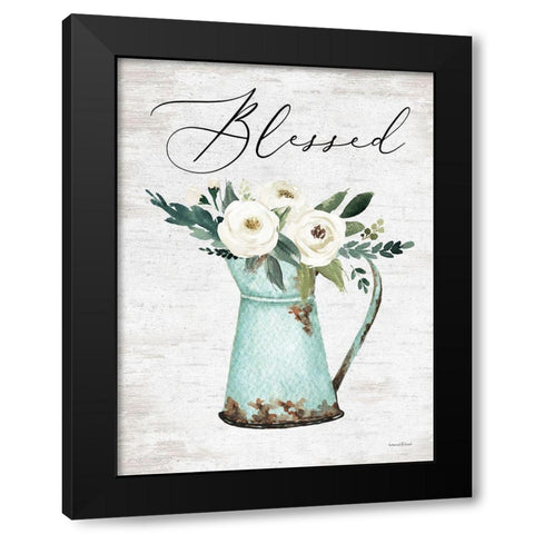 Blessed Black Modern Wood Framed Art Print by lettered And lined