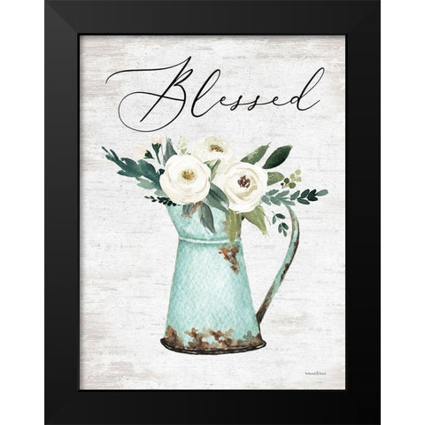 Blessed Black Modern Wood Framed Art Print by lettered And lined
