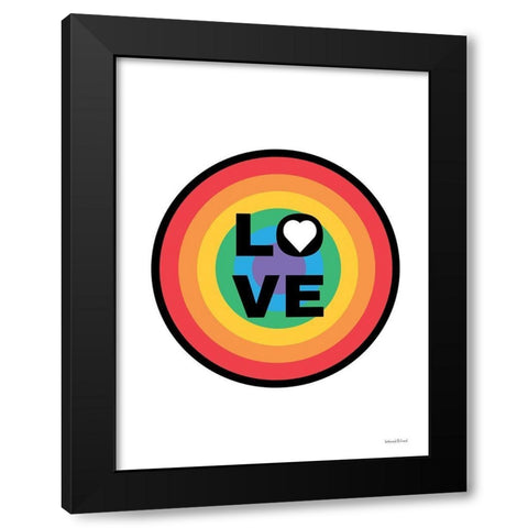 Rainbow Love Circle Black Modern Wood Framed Art Print with Double Matting by lettered And lined