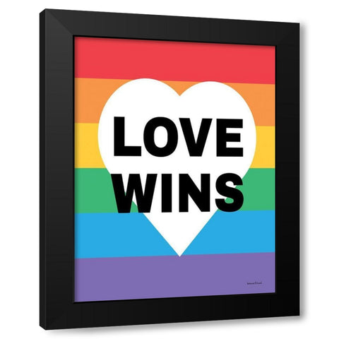 Rainbow Love Wins Black Modern Wood Framed Art Print by lettered And lined