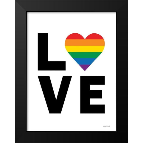 Rainbow Love Heart Black Modern Wood Framed Art Print by lettered And lined