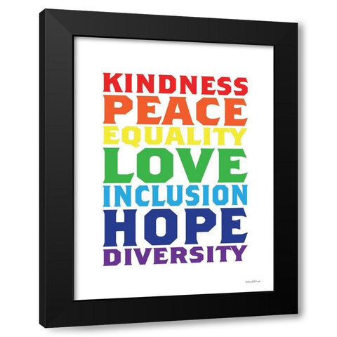 Rainbow Equality Black Modern Wood Framed Art Print by lettered And lined