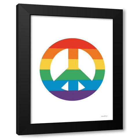 Rainbow Peace Black Modern Wood Framed Art Print by lettered And lined