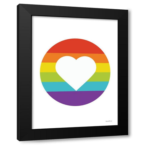 Rainbow Heart Black Modern Wood Framed Art Print by lettered And lined