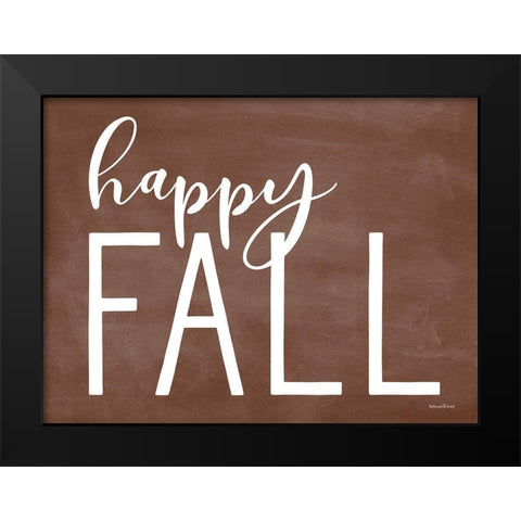 Happy Fall Black Modern Wood Framed Art Print by Lettered And Lined