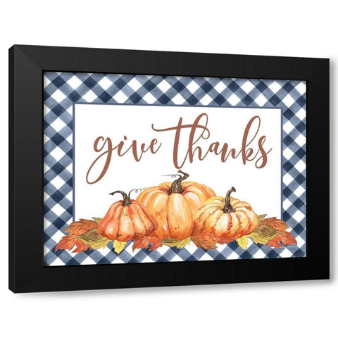 Give Thanks Black Modern Wood Framed Art Print by Lettered And Lined