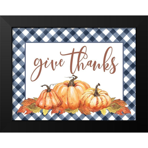 Give Thanks Black Modern Wood Framed Art Print by Lettered And Lined