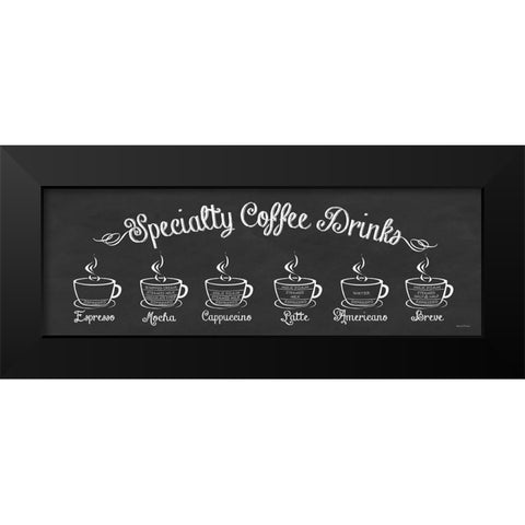 Specialty Coffee Drinks Black Modern Wood Framed Art Print by Lettered And Lined