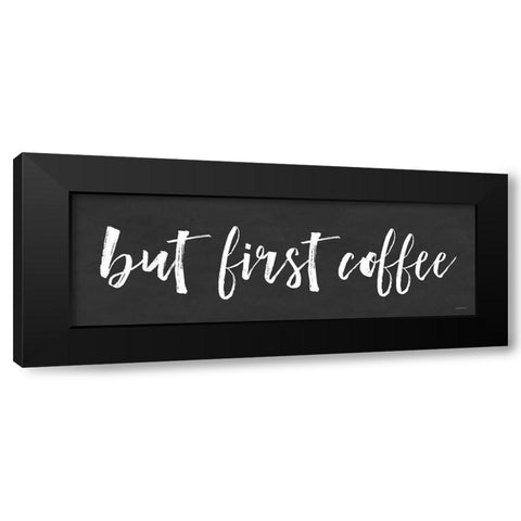 But First Coffee II Black Modern Wood Framed Art Print with Double Matting by Lettered And Lined