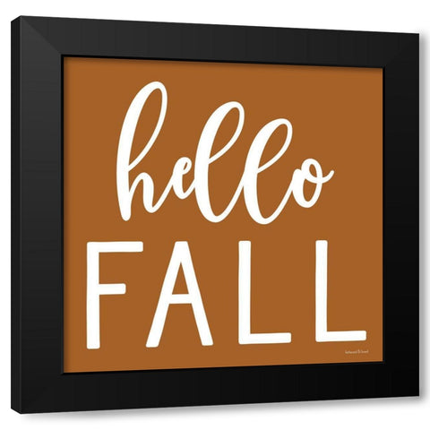Hello Fall Black Modern Wood Framed Art Print with Double Matting by Lettered and Lined