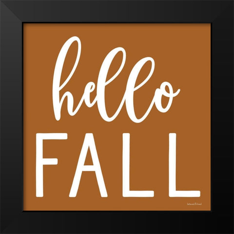 Hello Fall Black Modern Wood Framed Art Print by Lettered and Lined