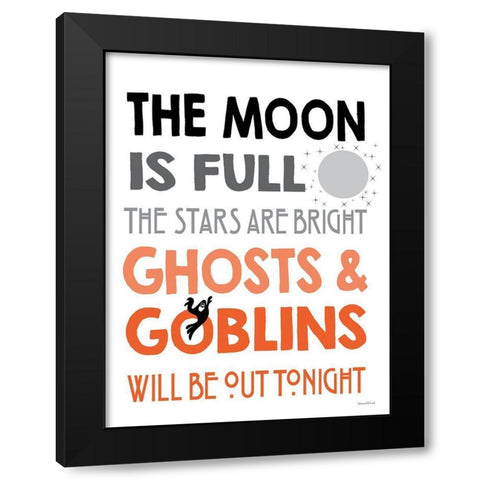 The Moon is Full I Black Modern Wood Framed Art Print by Lettered and Lined