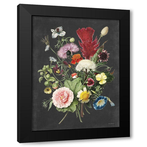 Vintage Bouquet Black Modern Wood Framed Art Print by Lettered And Lined