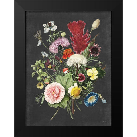 Vintage Bouquet Black Modern Wood Framed Art Print by Lettered And Lined