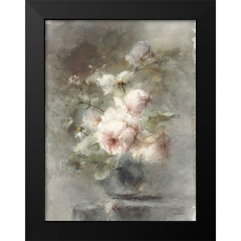 Old World Rose Bouquet Black Modern Wood Framed Art Print by Lettered And Lined