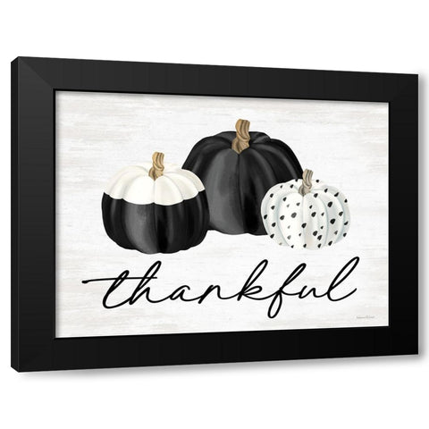 Thankful Black Modern Wood Framed Art Print with Double Matting by Lettered And Lined