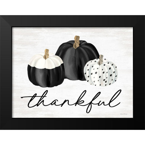 Thankful Black Modern Wood Framed Art Print by Lettered And Lined