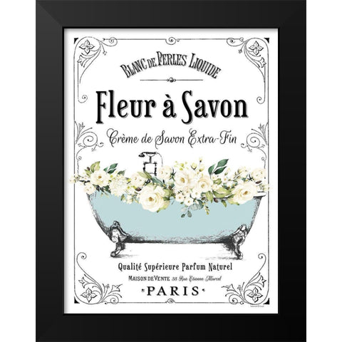 French Bathroom Set I Black Modern Wood Framed Art Print by Lettered And Lined