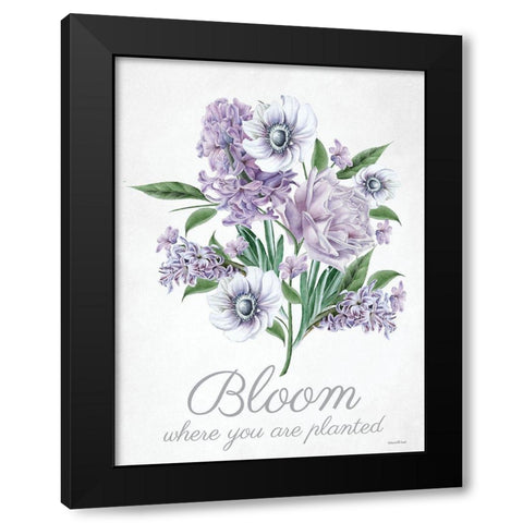 Bloom Where You are Planted Black Modern Wood Framed Art Print with Double Matting by Lettered And Lined