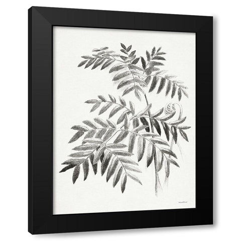 Leaf Illustration I Black Modern Wood Framed Art Print by Lettered And Lined