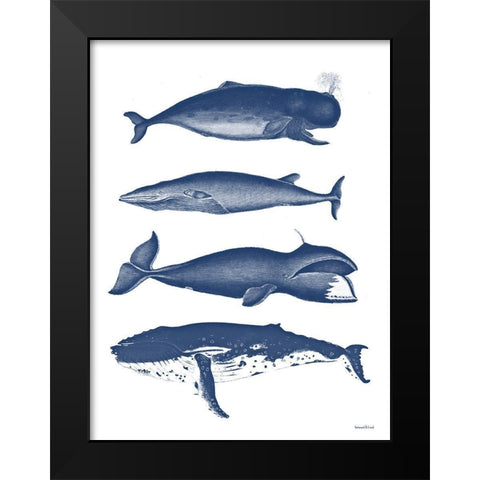 Whales Black Modern Wood Framed Art Print by Lettered And Lined