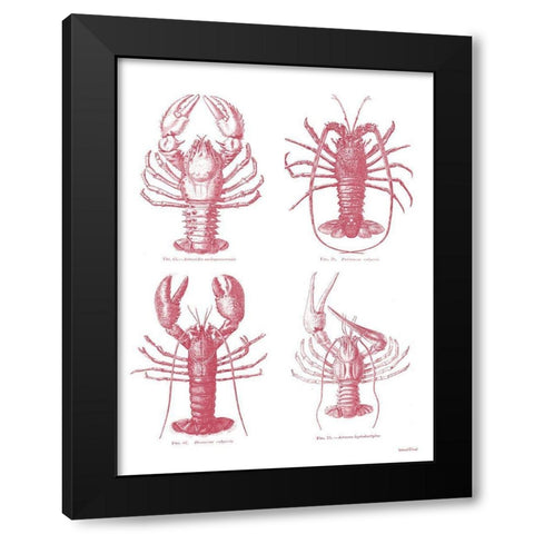 Lobsters Black Modern Wood Framed Art Print by Lettered And Lined